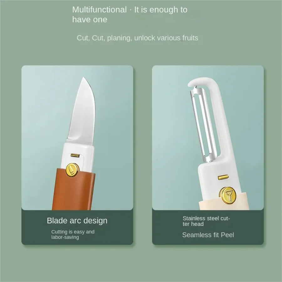 2-in-1 Ceramic  Peeler & Knife With Safety Cover