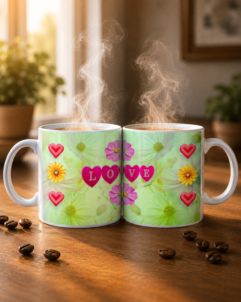 White Coffee Mug With Beautiful Love design